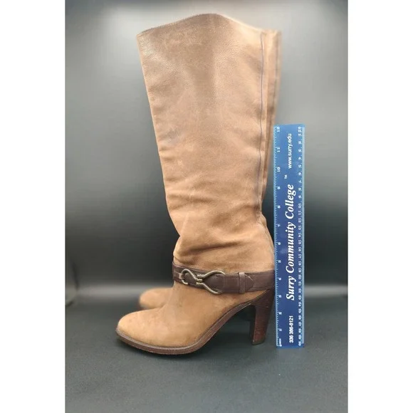 Cole Haan Nike Air Tan Leather Tall Harness Boots Womens 9.5 B D32418 Brazil - Picture 4 of 10